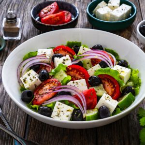 Mediterranean salad with tomatoes and onions